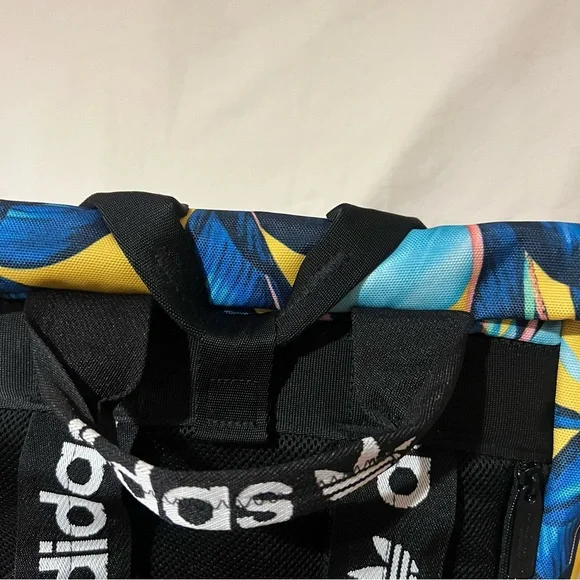 Adidas Blue and Yellow Tropical Print Backpack - Picture 5 of 11